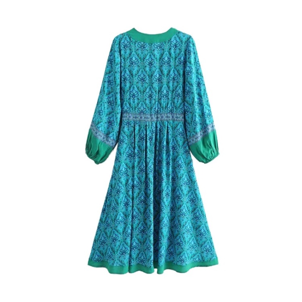 Cardiff Blue Green Paisley Dress - Picture 6 of 8